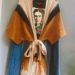 Multicolor Knit Cardigan with Tie Front (OS)